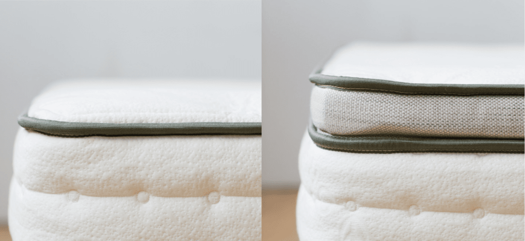 A standard Avocado mattress and an Avocado mattress with a pillow top.