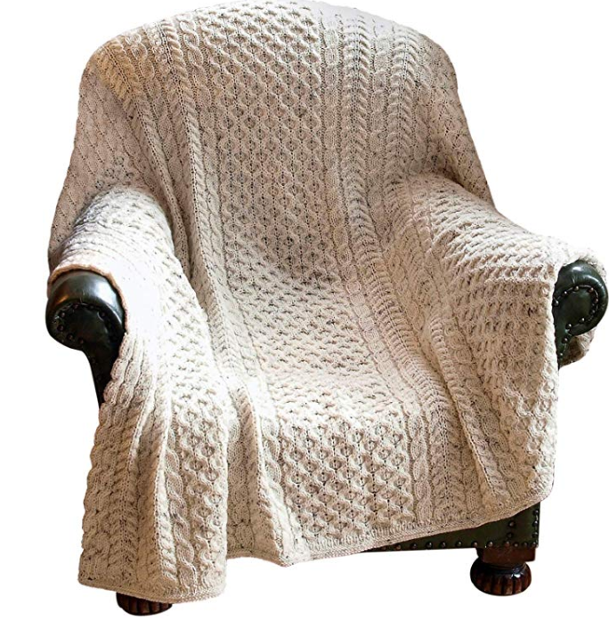 100% Irish Pure Wool Honeycomb Couch Throw Blanket 60" x 50" (127cm X 153cm) by West End