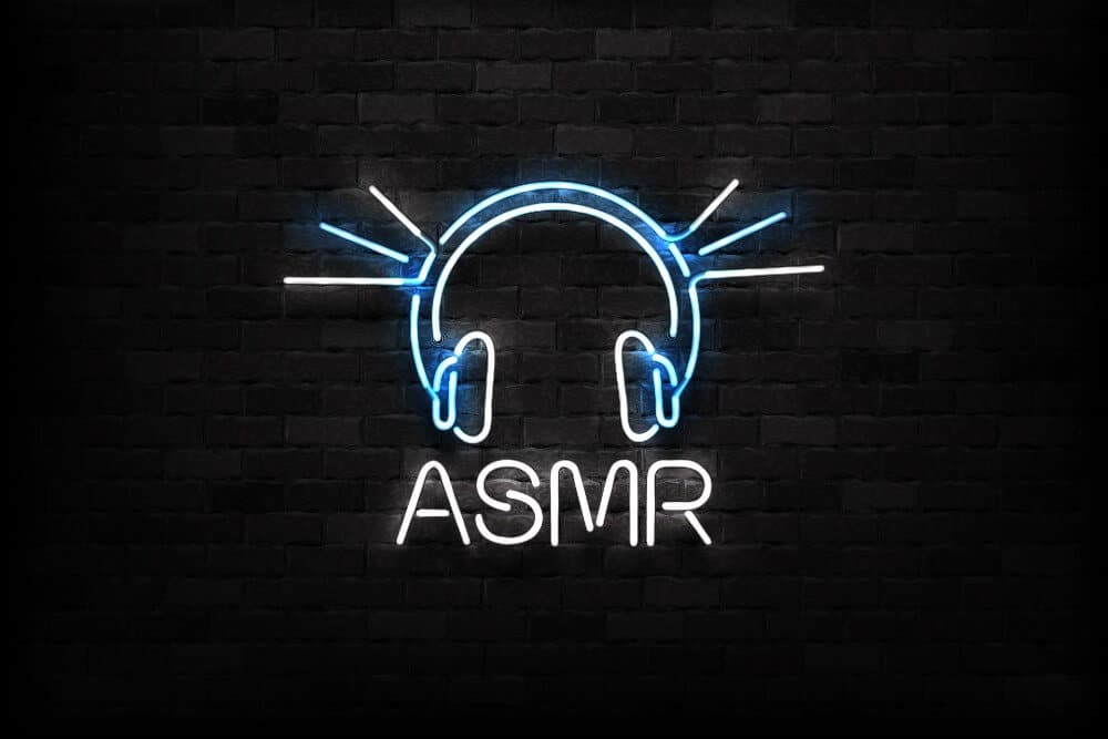 Isolated neon sign of ASMR logo for decoration and covering on the wall background. ASMR sleep concept.