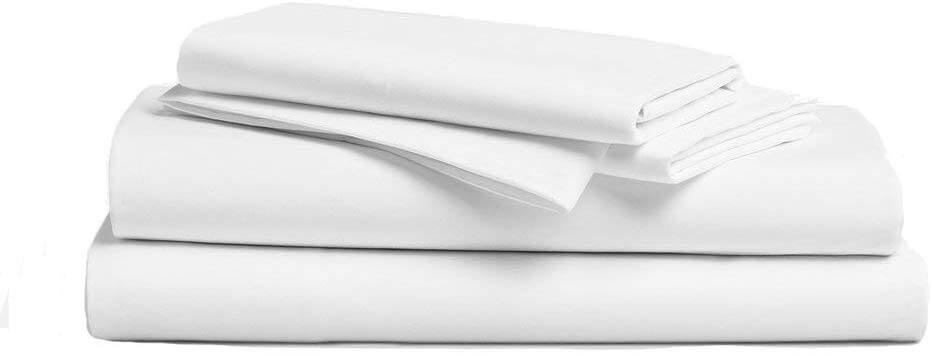 Hotel Sheets Direct 100% Bamboo 4 Piece Bed Sheet Set - Hypoallergenic - Eco Friendly - Cooling Sheets - Soft as Silk - 4 Piece Set (Fitted Sheet, Flat Sheet, 2 Pillowcases) (Queen, White)
