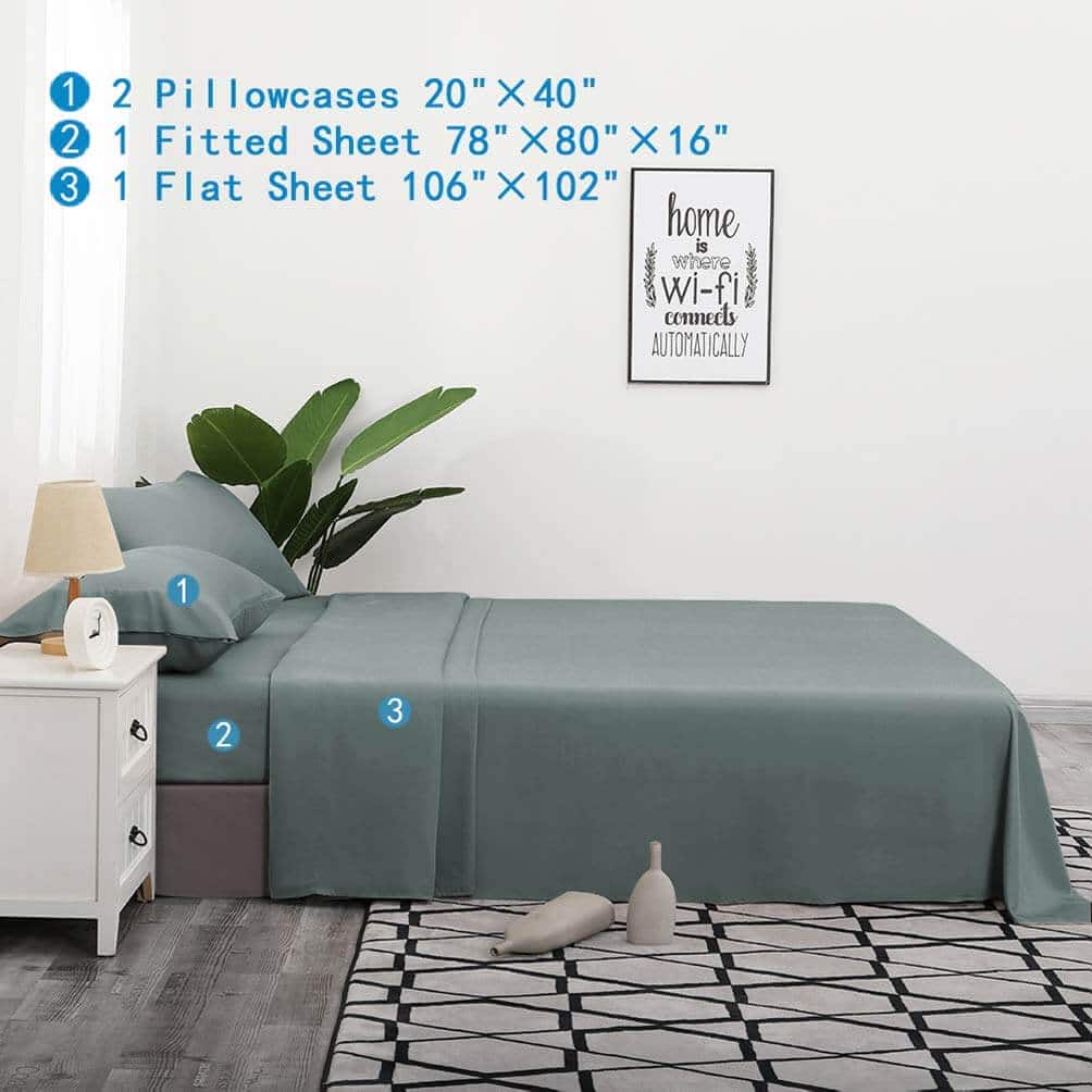 JSD Tencel Sheet Set King Lyocell Sheets 4 Piece Silky Soft Eucalyptus Sheets Hotel Bedding Sheets Green 16" Deep Pocket