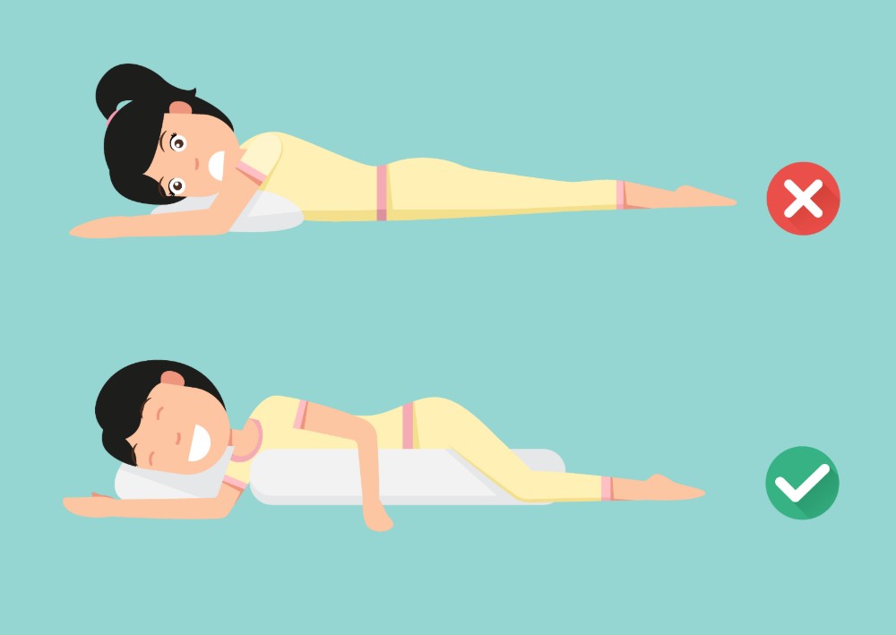 Best and worst positions for sleeping, illustration, vector